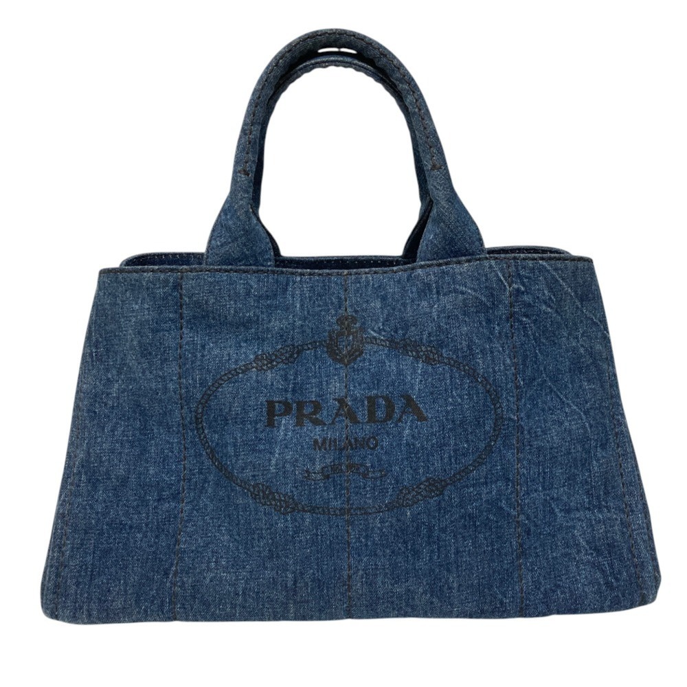 PRADA Canapa Denim Tote Bag B1872B Indigo Women's